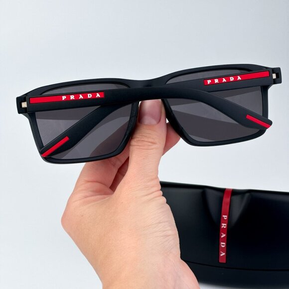 Prada Linea Rossa PS05YS 1BO10A BRAND NEW Sunglasses Matte Black Grey Red Unisex - Picture 2 of 10